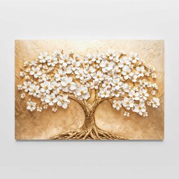 Quadro Decorativo Árvore com Flores Brancas Sala Quarto Casa Escritório - 3