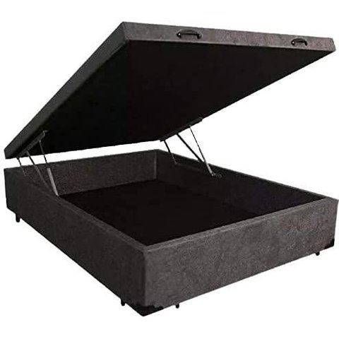 Cama Box Baú Casal Suede Cinza 42x138x188