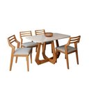 Ver imagem 2 de Conjunto Sala de Jantar com Mesa Bromélia 130 com Vidro 4 Cadeiras Damasco Marrom/Madeira/Off White/