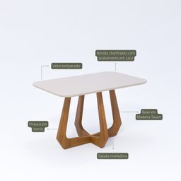 Conjunto Sala de Jantar com Mesa Bromélia 130 com Vidro 4 Cadeiras Damasco - 5