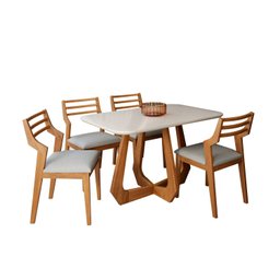 Conjunto Sala de Jantar com Mesa Bromélia 130 com Vidro 4 Cadeiras Damasco - 2