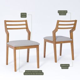 Conjunto Sala de Jantar com Mesa Bromélia 130 com Vidro 4 Cadeiras Damasco - 6