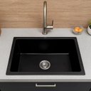 Ver imagem 1 de Cuba de Quartzo 550x450x200mm Preta com Sifao e Valvula (R)
