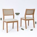 Ver mais imagens de Conjunto Sala de Jantar com Mesa Bromélia 130 com Vidro e 4 Cadeiras Oiti Marrom/Madeira/Off White/C