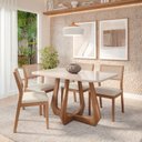 Ver imagem 1 de Conjunto Sala de Jantar com Mesa Bromélia 130 com Vidro e 4 Cadeiras Oiti Marrom/Madeira/Off White/C