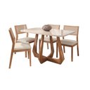 Ver imagem 2 de Conjunto Sala de Jantar com Mesa Bromélia 130 com Vidro e 4 Cadeiras Oiti Marrom/Madeira/Off White/C