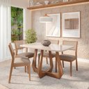 Ver imagem 1 de Conjunto Sala de Jantar com Mesa Bromélia 130 com Vidro e 4 Cadeiras Oiti Marrom/Madeira/Off White/B