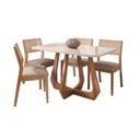 Ver imagem 2 de Conjunto Sala de Jantar com Mesa Bromélia 130 com Vidro e 4 Cadeiras Oiti Marrom/Madeira/Off White/B