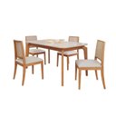 Ver imagem 2 de Conjunto Sala de Jantar com Mesa Ficus 130 com Vidro e 4 Cadeiras Buriti Marrom/Madeira/Off White/Cr