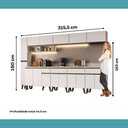 Ver imagem 2 de Cozinha Atlanta Dash 16 Portas 4 Gavetas MDF-MDP 315.5cm Branco Móveis Carraro