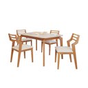 Ver imagem 2 de Sala de Jantar Ficus 130cm com 4 Cadeiras Damasco Marrom/Madeira/Offwhite
