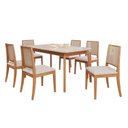 Ver imagem 2 de Sala de Jantar Ficus 160cm com 6 Cadeiras Buriti Marrom/Madeira/Offwhite