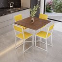 Ver imagem 1 de Conjunto Mesa de Jantar Quadrada Imbuia 4 Cadeiras Estofado Riviera Industrial Branco