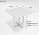 Ver imagem 2 de Conjunto Mesa de Jantar Quadrada Imbuia 4 Cadeiras Estofado Riviera Industrial Branco
