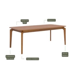Sala de Jantar Ficus 210cm sem Vidro com 8 Cadeiras Bella - 5