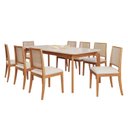 Ver imagem 2 de Conjunto Sala de Jantar com Mesa Ficus 210 com Vidro e 8 Cadeiras Buriti Marrom/Madeira/Offwhite