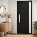 Ver imagem 2 de Porta de Giro Alumínio Preto Lambril c/Visor Lateral Px 40cm Maxx - 210x60 - Direita