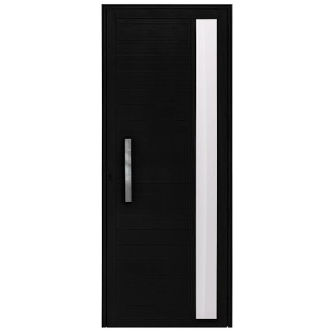 Porta de Giro Alumínio Preto Lambril c/Visor Lateral Px 40cm Maxx - 210x60 - Direita