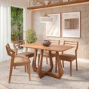 Ver imagem 1 de Conjunto Sala de Jantar com Mesa Bromelia 130 com 4 Cadeiras Damasco Marrom/Madeira/Cinamomo/Kaki