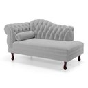 Ver imagem 5 de Divã Recamier Lavínia Clássico 120cm Capitonê com Pés de Madeira Bouclê Cinza Claro - Desk