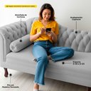 Ver imagem 3 de Divã Recamier Lavínia Clássico 120cm Capitonê com Pés de Madeira Bouclê Cinza Claro - Desk