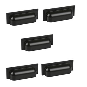 Kit 5 Puxador Plymouth Zen Preto Fosco Concha Zp5420.24