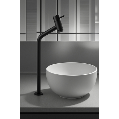 Torneira com Bica Alta Preto Fosco para Banheiro Água Fria Fc-139