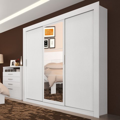 Guarda-Roupa Casal 3 Portas de Correr Oslo Branco/Ártico