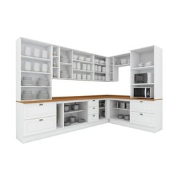 Cozinha 14 Peças (4 Armários + 2 Paneleiros + 4 Balcões + 4 Complementos) C5p58 Branco - 2