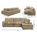 Ver imagem 2 de Sofá de Canto Retrátil e Reclinável com Molas 3,00x2,00 Virginia Suede Bege Adonai Estofados