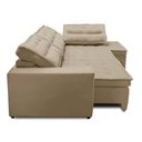 Ver imagem 4 de Sofá de Canto Retrátil e Reclinável com Molas 3,00x2,00 Virginia Suede Bege Adonai Estofados