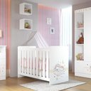 Ver imagem 1 de Berço Kids Ursinho Com Rodízios E Regulagem De Altura Em Mdf Branco/rosa