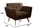 Ver imagem 3 de Poltrona Decorativa Bruna Cadeira Living Moderna Recepção Escritório - Veludo Marrom