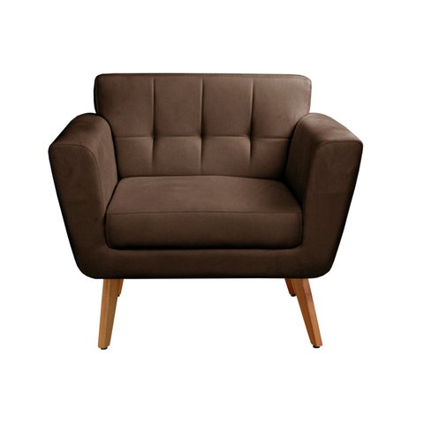 Poltrona Decorativa Bruna Cadeira Living Moderna Recepção Escritório - Veludo Marrom