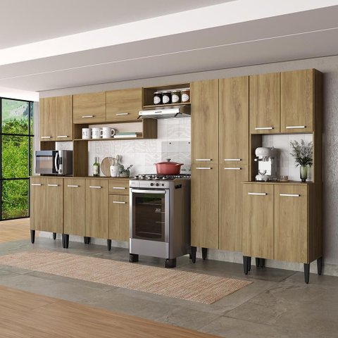 Armário de Cozinha Compacta Arizona Linea Carraro Carvalho