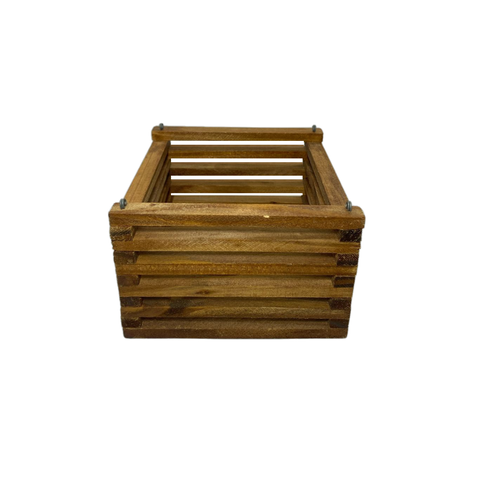 Kit 6 Cachepô Madeira Orquídea Flores Quadrado P 15,5 X 15,5 X 9