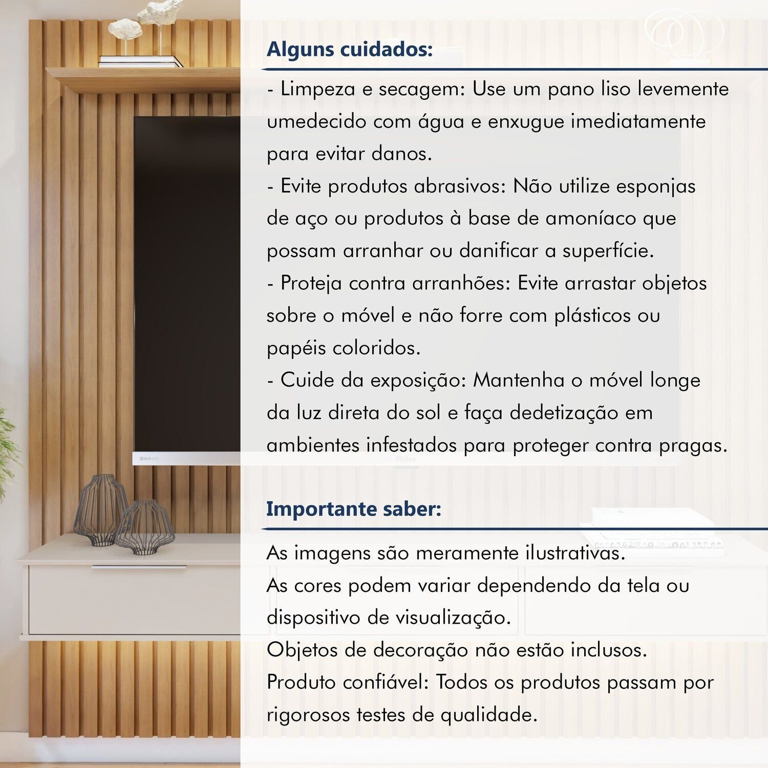 Painel Suspenso Ripado 227,6 Cm com Nicho Vitória Dupla Fita de Led 100% Mdf - 12