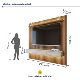 Painel Suspenso Ripado 227,6 Cm com Nicho Vitória Dupla Fita de Led 100% Mdf - 4