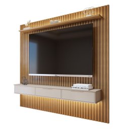 Painel Suspenso Ripado 227,6 Cm com Nicho Vitória Dupla Fita de Led 100% Mdf - 3