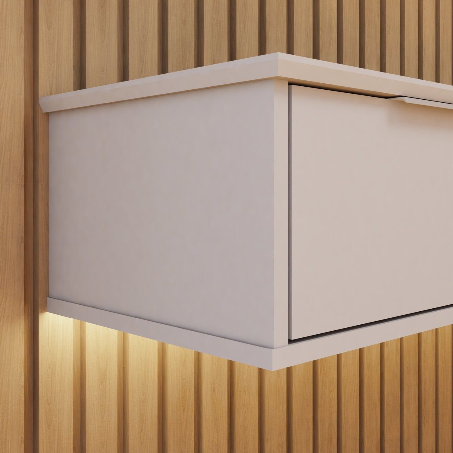 Painel Suspenso Ripado 227,6 Cm com Nicho Vitória Dupla Fita de Led 100% Mdf - 10