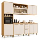 Ver imagem 2 de Cozinha Completa Modulada 5 Peças 10 Portas 2 Gavetas Salvador Bege/Cinamomo/Off White