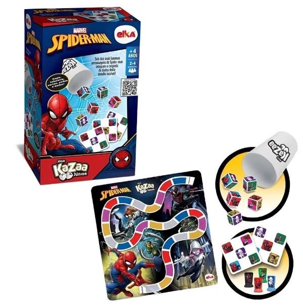 Jogo Kazaa Júnior Spider-man Copo Tabuleiro Dados - Elka