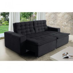 Sofá Londres 200cm Retrátil Reclinável Preto ? Ws - 1