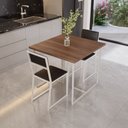 Ver imagem 1 de Conjunto Mesa de Jantar Quadrada Imbuia 2 Cadeiras Estofado Riviera Industrial Don Castro Dec
