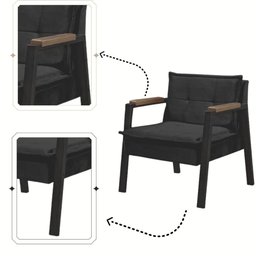 Kit 2 Poltrona Fortaleza Veludo Preto Base em Metal Preto - 6