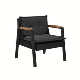 Kit 2 Poltrona Fortaleza Veludo Preto Base em Metal Preto - 5