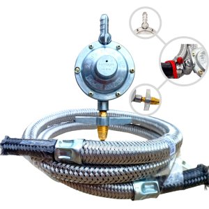 Regulador Registro Click 2kg/h inmetro mangueira inox 3metro