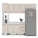 Ver imagem 2 de Cozinha Amara 4 Peças 240cm Armários Aéreos Paneleiro Balcão com Tampo Branco/Creme 250090