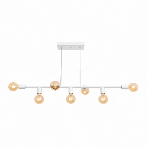 Pendente Ciciliano Aluminio Teto e27 7 Luzes Lumini Lab - Branco Brilhante