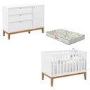 Ver imagem 1 de Berço Americano e Cômoda Sapateira Unique Branco Soft Eco Wood com Colchão Gazin - Matic